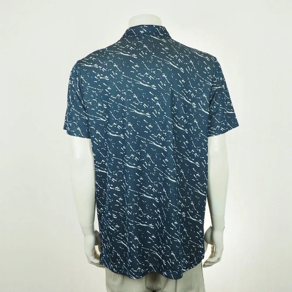 Adidas Golf PrimeBlue Polo Shirt Mens Sz XL Blue Paint Splatter AOP Performance